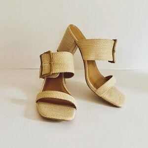 Universal Thread Rattan Square Toe Sandal with Bamboo Detail Size 10